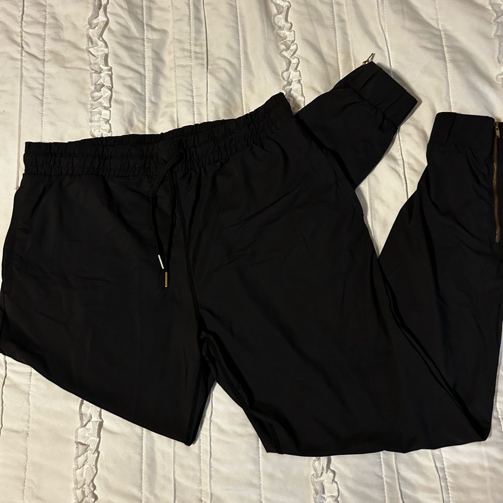 ZYIA Black Everywhere Joggers with Gold Zipper